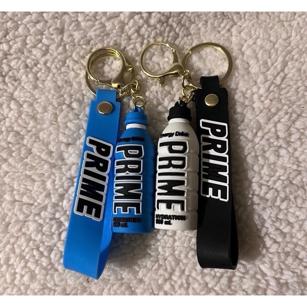 Prime Hydration Bottle Keychain Set - Blue & Black/White 2-Piece Duo